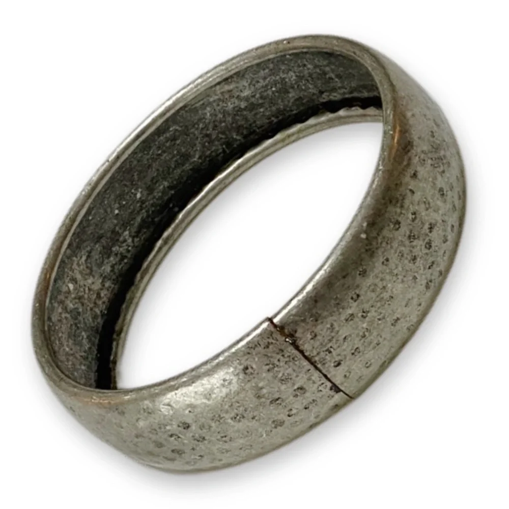 Vintage Hammered Bohemian Silver Metal Adjustable 1” Bangle Bracelet